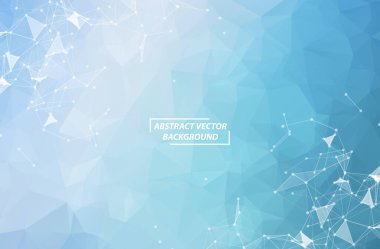 Noktaları ve Çizgileri Birleştiren Soyut Mavi Çoklu Alan Arkaplanı. Geometrik Çokgen arka plan molekülü ve iletişim. Bilim, kimya, biyoloji, tıp, teknoloji kavramı.