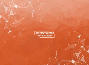 Noktaları ve Çizgileri Birleştiren Kırmızı Çokgen Alan Arkaplanı. Geometrik Çokgen arka plan molekülü ve iletişim. Bilim, kimya, biyoloji, tıp, teknoloji kavramı.