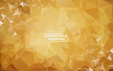 Noktaları ve Çizgileri Birleştiren Soyut Kahverengi Çoklu Alan Arkaplanı. Geometrik Çokgen arka plan molekülü ve iletişim. Bilim, kimya, biyoloji, tıp, teknoloji kavramı.