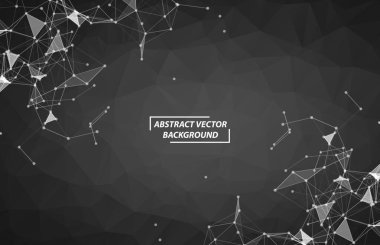 Noktaları ve Çizgileri Birleştiren Siyah Çokgen Uzay Arkaplanı. Geometrik Çokgen arka plan molekülü ve iletişim. Bilim, kimya, biyoloji, tıp, teknoloji kavramı.