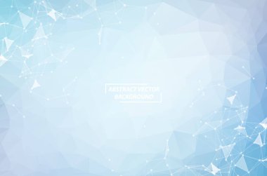 Noktaları ve Çizgileri Birleştiren Soyut Mavi Çoklu Alan Arkaplanı. Geometrik Çokgen arka plan molekülü ve iletişim. Bilim, kimya, biyoloji, tıp, teknoloji kavramı.