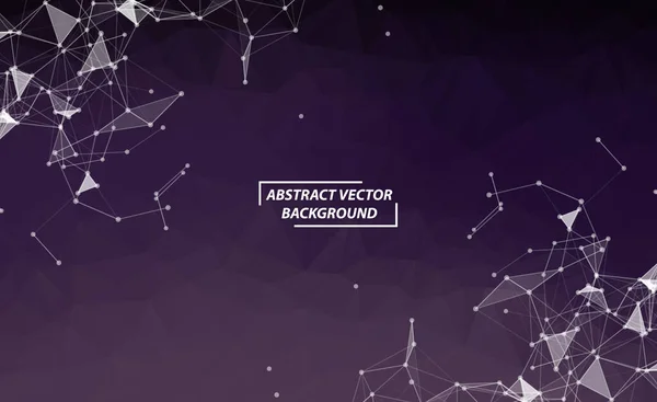 Résumé Arrière Plan Polygonal Violet Avec Points Lignes Connexion Géométrique — Image vectorielle