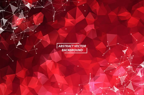 Fondo Espacio Poligonal Rojo Abstracto Con Puntos Conexión Líneas Geométrica — Archivo Imágenes Vectoriales