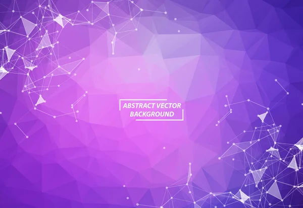 Абстрактный Фиолетовый Полигональный Космический Фон Соединяющими Точками Линиями Геометрическая Многоугольная — стоковый вектор