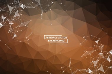 Koyu Kahverengi Çokgen arka plan molekülü ve iletişim. Noktalarla birleştirilmiş çizgiler. Minimalizm kaotik illüstrasyon geçmişi. Bilim, kimya, biyoloji, tıp, teknoloji kavramı.