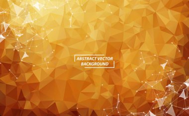 Turuncu Çokgen arka plan molekülü ve iletişim. Noktalarla birleştirilmiş çizgiler. Minimalizm kaotik illüstrasyon geçmişi. Bilim, kimya, biyoloji, tıp, teknoloji kavramı.