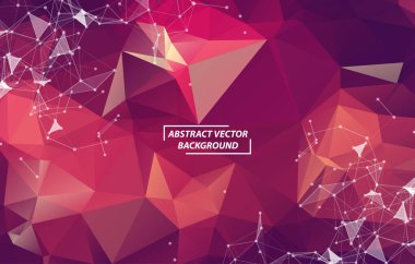 Kırmızı Çokgen arka plan molekülü ve iletişim. Noktalarla birleştirilmiş çizgiler. Minimalizm kaotik illüstrasyon geçmişi. Bilim, kimya, biyoloji, tıp, teknoloji kavramı.