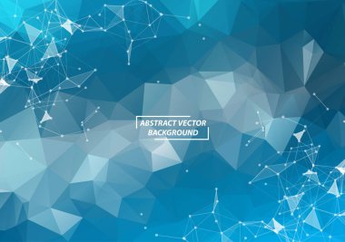 Mavi Çokgen arka plan molekülü ve iletişim. Noktalarla birleştirilmiş çizgiler. Minimalizm kaotik illüstrasyon geçmişi. Bilim, kimya, biyoloji, tıp, teknoloji kavramı.