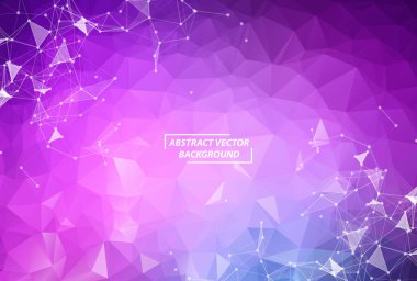 Renkli Çokgen arka plan molekülü ve iletişim. Noktalarla birleştirilmiş çizgiler. Minimalizm kaotik illüstrasyon geçmişi. Bilim, kimya, biyoloji, tıp, teknoloji kavramı.