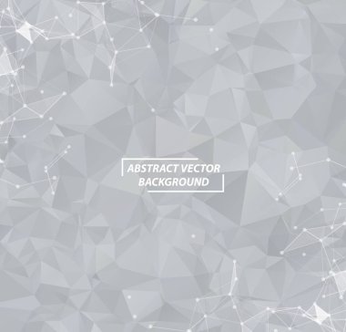Soyut gri geometrik poligonal arka plan molekül ve iletişim. Bağlantılı çizgilerin noktalı. Bilim, kimya, biyoloji, tıp, teknoloji kavramı.