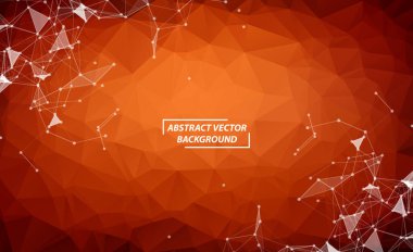 Soyut Turuncu geometrik poligonal arka plan molekül ve iletişim. Bağlantılı çizgilerin noktalı. Bilim, kimya, biyoloji, tıp, teknoloji kavramı.