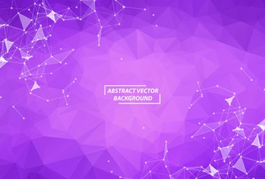 Soyut mor geometrik poligonal arka plan molekül ve iletişim. Bağlantılı çizgilerin noktalı. Bilim, kimya, biyoloji, tıp, teknoloji kavramı.