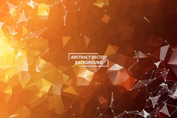 Abstrakt Brun Orange Polygonal Space Bakgrund Med Anslutande Prickar Och — Stock vektor