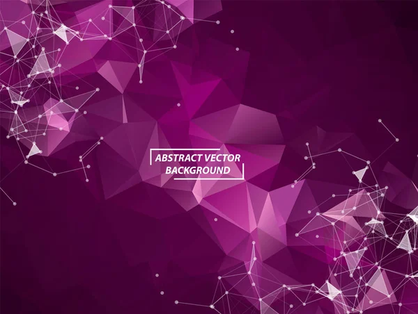 Fondo Espacio Poligonal Púrpura Abstracto Con Puntos Conexión Líneas Geométrica — Vector de stock