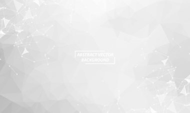 Soyut gri geometrik poligonal arka plan molekül ve iletişim. Bağlantılı çizgilerin noktalı. Bilim, kimya, biyoloji, tıp, teknoloji kavramı.