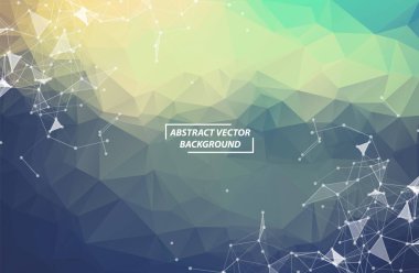 Çokrenkli Geometrik Çokgen arka plan molekülü ve iletişim. Noktalarla birleştirilmiş çizgiler. Minimalizm geçmişi. Bilim, kimya, biyoloji, tıp, teknoloji kavramı.