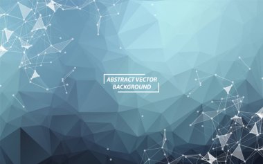 Mavi Geometrik Poligonal arka plan molekülü ve iletişim. Noktalarla birleştirilmiş çizgiler. Minimalizm geçmişi. Bilim, kimya, biyoloji, tıp, teknoloji kavramı.