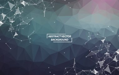 Noktaları ve Çizgileri Birleştiren Soyut Karanlık Çokgen Uzay Arkaplanı. Bağlantı yapısı. Vektör bilimi Fütüristik HUD arka planı.