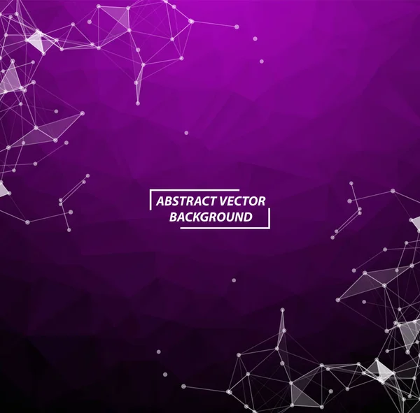 Purple Geometric Polygonal Background Molecule Communication Líneas Conectadas Con Puntos — Vector de stock