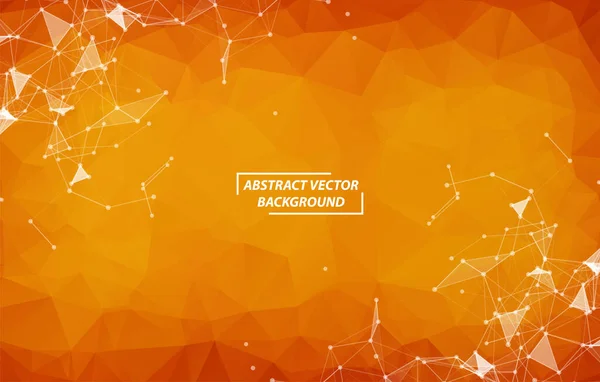 Orange Geometric Molécule Fond Polygonale Communication Lignes Connectées Avec Des — Image vectorielle