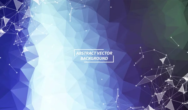 Fondo Espacial Poligonal Azul Oscuro Abstracto Con Puntos Líneas Conexión — Vector de stock
