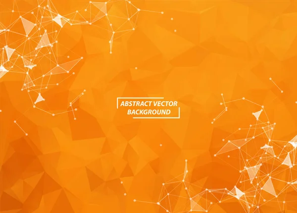 Fondo Espacio Poligonal Naranja Abstracto Con Puntos Conexión Líneas Estructura — Vector de stock