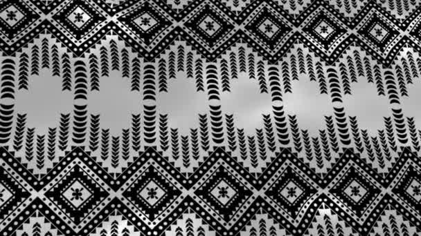 Video Motion Graphic Background Geometric Ethnic Pattern Silk Fabric Wind — Stock Video