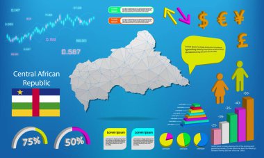 Orta Afrika Cumhuriyeti haritası bilgi grafikleri - grafikler, semboller, elementler ve simgeler koleksiyonu. Yüksek kaliteli ticari bilgi elemanlarıyla detaylı bir Orta Afrika Cumhuriyeti haritası.