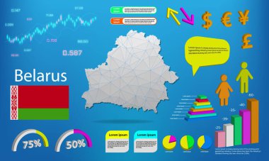 Belarus harita bilgi grafikleri - grafikler, semboller, elementler ve simgeler koleksiyonu. Belarus haritası yüksek kaliteli ticari bilgi öğelerine sahip.