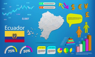 Ekvador haritası bilgi grafikleri - grafikler, semboller, ögeler ve simgeler koleksiyonu. Yüksek kaliteli ticari bilgi ögelerine sahip ayrıntılı ekvador haritası.