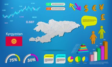 Kırgızistan harita bilgi grafikleri - grafikler, semboller, ögeler ve simgeler koleksiyonu. Kırgızistan haritası yüksek kaliteli ticari bilgi elemanlarıyla ayrıntılı.