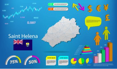 Saint Helena harita bilgi grafikleri - tablolar, semboller, elementler ve simgeler koleksiyonu. Yüksek kaliteli ticari bilgi ögelerine sahip ayrıntılı Saint Helena haritası.