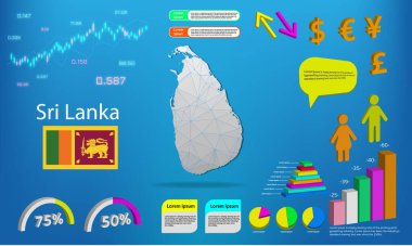 Sri Lanka harita bilgi grafikleri - grafikler, semboller, ögeler ve simgeler koleksiyonu. Yüksek kaliteli ticari bilgi elemanlarına sahip ayrıntılı sri lanka haritası.