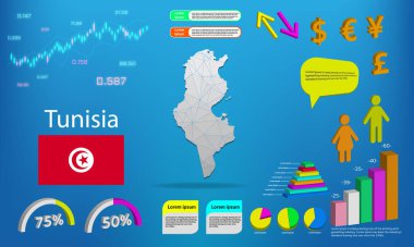Tunus haritası bilgi grafikleri - grafikler, semboller, elementler ve simgeler koleksiyonu. Yüksek kaliteli ticari bilgi elemanlarına sahip ayrıntılı tunisia haritası.