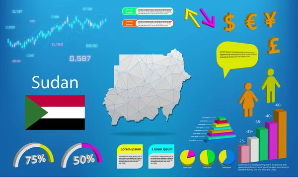 Sudan harita bilgi grafikleri - grafikler, semboller, elementler ve simgeler koleksiyonu. Yüksek kaliteli ticari bilgi elemanlarına sahip ayrıntılı Sudan haritası.