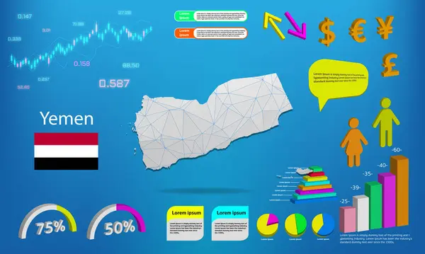 Yemen harita bilgi grafikleri - grafikler, semboller, elementler ve simgeler koleksiyonu. Yüksek kaliteli ticari bilgi elemanlarıyla ayrıntılı Yemen haritası.