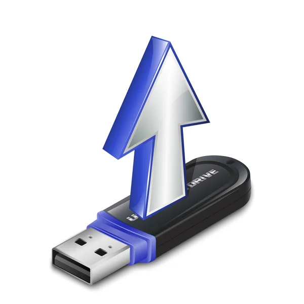 Vector uploadpictogram met flash drive — Stockvector