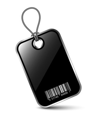 Black product tag or sticker with barcode and space for your pri clipart