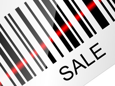 Satılık etiketi ile portre barkod etiket. vektör