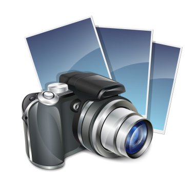 fotoğraf makinesi ve fotoğraf. vektör çizim