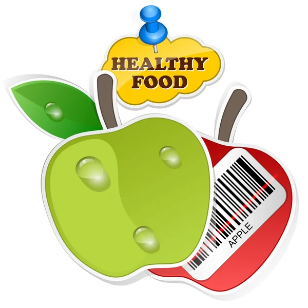 Apple-ikonen med streckkod av hälsosam mat. vektor illustration — Stock vektor