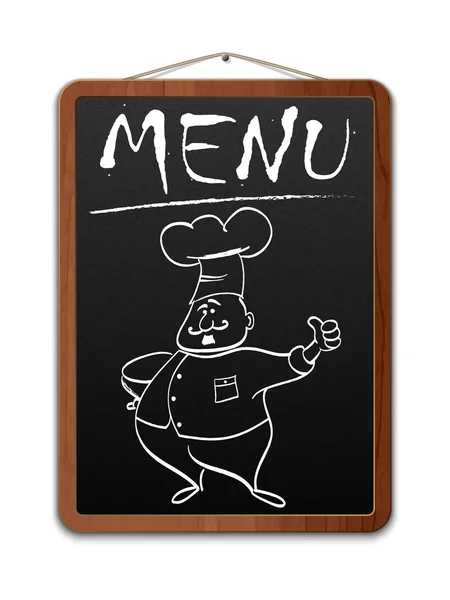 Blackboard with menu inscription and outlined chef. Vector — Stock Vector