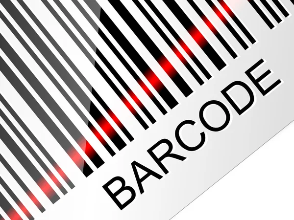 Codice a barre primo piano con raggio laser rosso. Illustrazione vettoriale — Vettoriale Stock