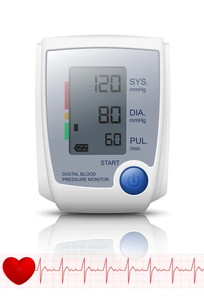 Monitor de Pressão Arterial Digital com reflexão. Ilustração vetorial —  Vetores de Stock