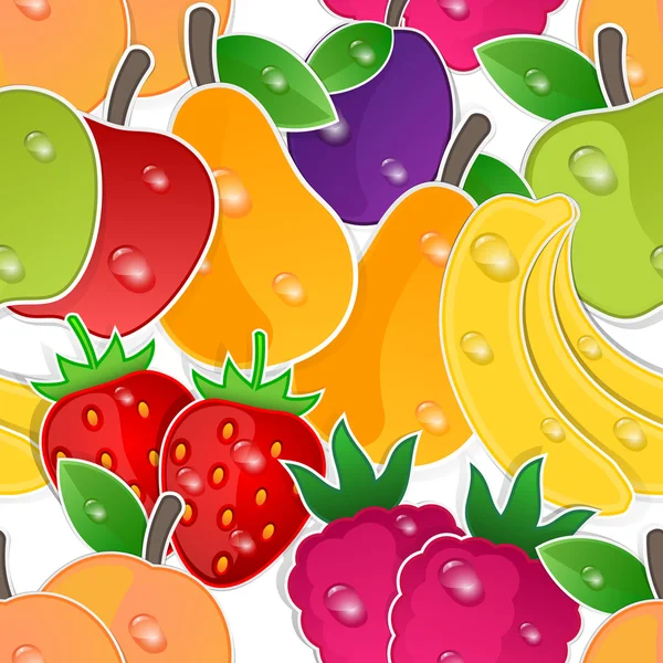 Fruits seamless background. Vector pattern — Stock Vector