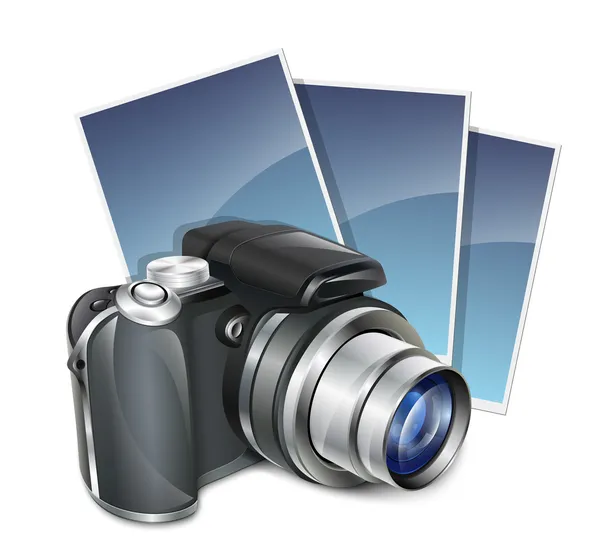 Photo camera and photos. Vector illustration — Stock Vector