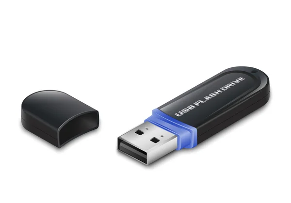 Unidad flash USB realista. Ilustración vectorial — Vector de stock