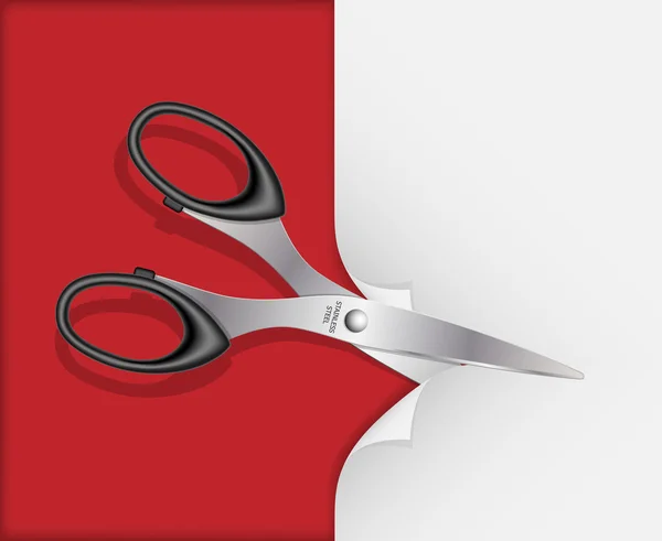 Scissors that cut paper. Vector illustration — Stock Vector