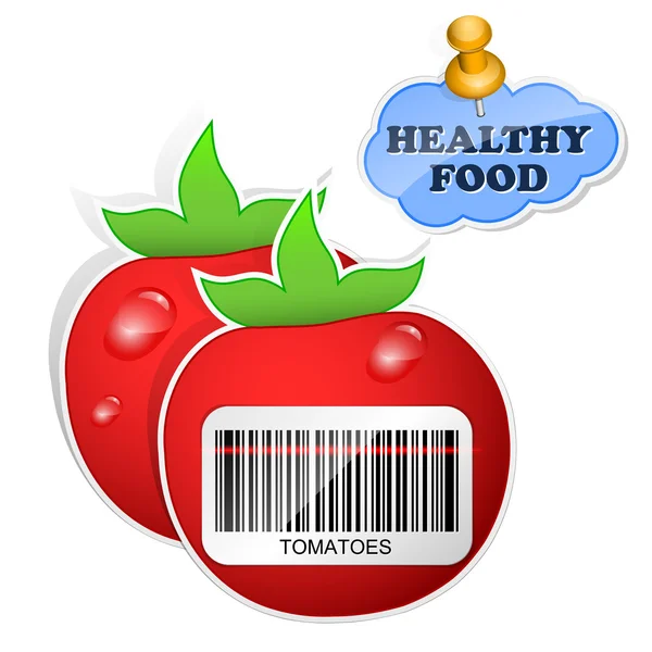 Healthy food icon from paper tomatoes stickers. Vector illustration — Stock Vector