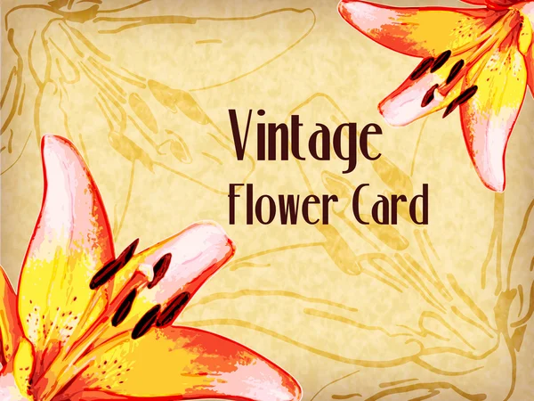 Carte Fleur Vintage. Illustration vectorielle — Image vectorielle
